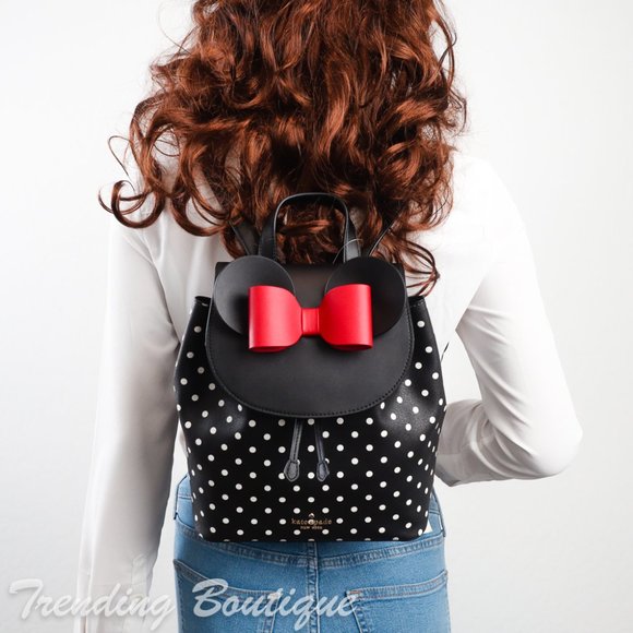 NWT Disney x Kate Spade New York Minnie Mouse Backpack in Black Multi - Picture 1 of 13